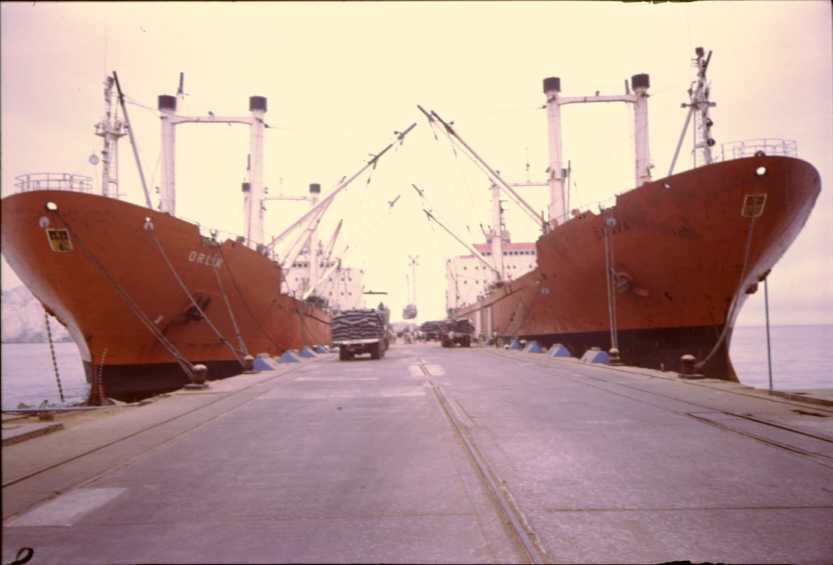 Two Czech vessels in port of Chimbotte, Peru